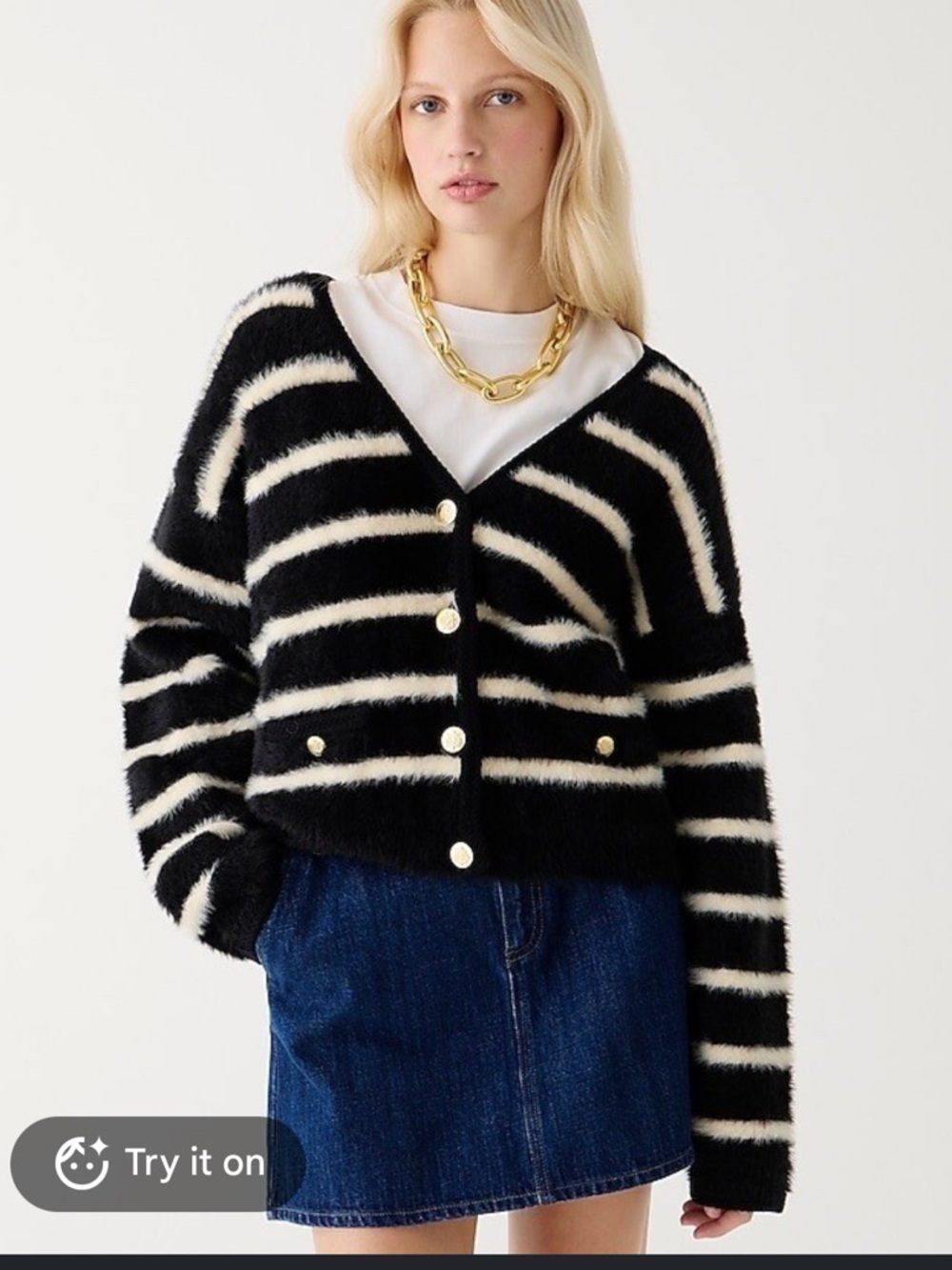 J.Crew Sweater Lady Jacket Striped Brushed Yarn Cardigan Size
